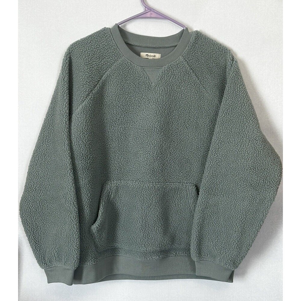 Madewell Resourced Sherpa Pullover Sweatshirt Womens Size S Front Pockets